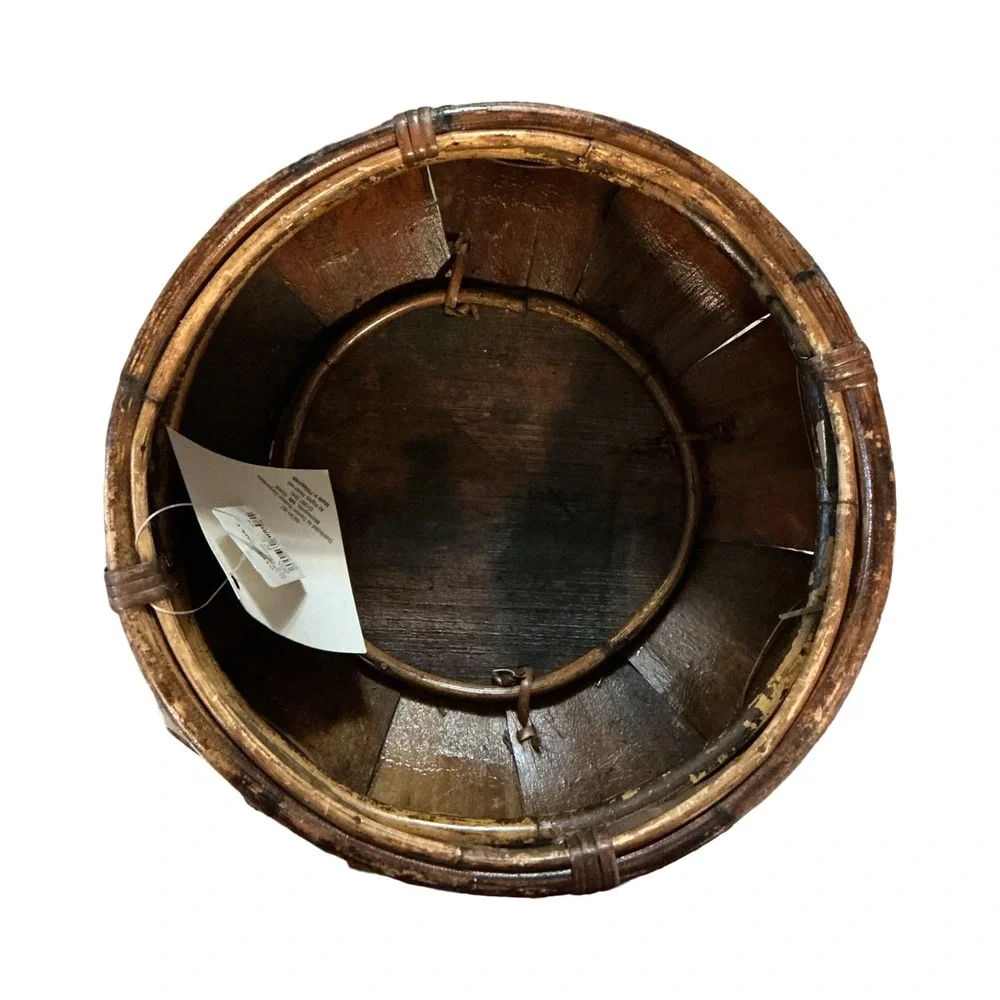 Global Influences 1997 Medium Tacong Bowl Woven Wood Basket 8.5